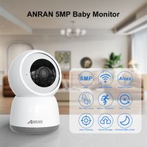 Anran - Videocamere Di Sorveglianza Per Interni E Esterni Telecamera Wifi Da Interno 5mp , Rotazione 360°, Audio Bidirezionale, Visione Notturna, 