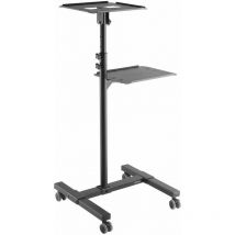 FONESTAR Videoprojektor-Bodenständer – Höhenverstellbar 95-145 cm – 2 Metallböden – Schwarz – Max. Traglast 10 kg
