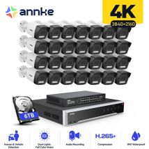 Annke - 32 Kanal Überwachungskamera Aussen Set mit 28 PoE ip Kamera Nachtsicht, Bewegungserkennung, IP67,6TB hdd