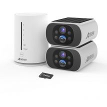 Anran - Videoüberwachungssets Solar Überwachungskamera Aussen Akku mit Basisstation 4MP, Farbige Nachtsicht, Zentrale Verwaltung & Speicherung, 64GB