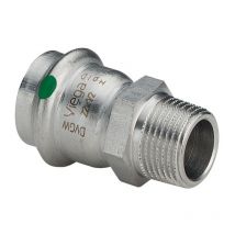 Viega Sanpress Inox Pièce de transition 436506 22mmxR 1, en acier inoxydable, polygonale, SC-Contur