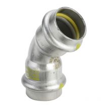 Sanpress Inox g coude 486129 15 mm, 45°, acier inoxydable, SC-Contur - Viega