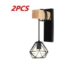 Vieille lampe d'intérieur industrielle à abat-jour en forme de cage 16×19cm 2pcs (sans ampoule)