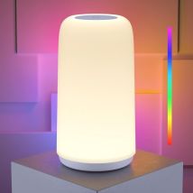 Vielseitige Rgb-touch-nachttischlampe, Dimmbare Tischleuchte Mit 3 Helligkeitsstufen, Elegantes Design, Sanftes, Flimmerfreies Licht, Ideal Für 
