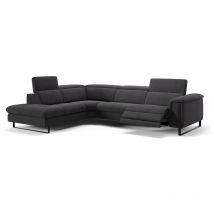 Sofanella - Stoff Wohnlandschaft vienna Links Schwarz s: 282 x 233 Breite x 112 Tiefe