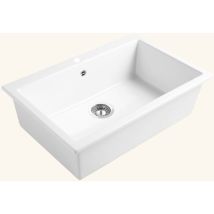 Évier Céramique Blanc 1 Bac 760x510 Mm – Installation À Encastrer – Vidage Inclus – Pour Meuble Sous Évier 80 Cm Minimum – Chambord