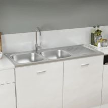 Bonnevie - vier Cuisine à double lavabo - Cuve de cuisine Argenté 1200x600x155 mm Inox BV968656