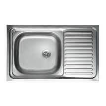 Iperbriko - Lavello cucina vasca con gocciolatoio dx in acciaio da appoggio 50x80 cm