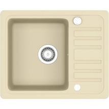 Évier de cuisine Evier 1 bac Évier à poser Granit Seul lavabo Beige