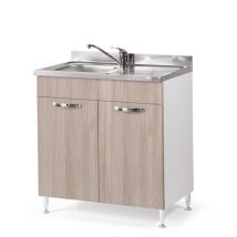 Meuble de cuisine sous-évier frêne olmo 2 portes 80x50xh85 cm