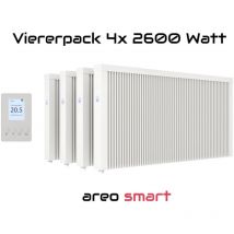 Evarmo - Elektroheizung Viererpack 4x 2600 Watt Flächenspeicherheizung areo smart - digitales Thermostat mit LCD-Display - Option zur Appsteuerung von