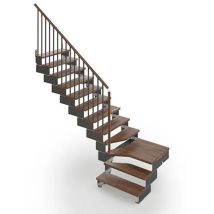 Viertelgewendelte Treppe Mit 12 Stufenanzahl - Zu Erreichend Höhe 2.28 À 2.86m - Breite 75 Cm - Nussbaum Und Anthrazit - Compo75rv-l-sgmn12