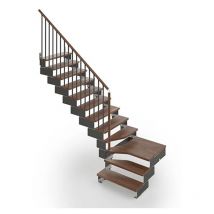 Matisère - Viertelgewendelte Treppe mit 15 stufenanzahl - Zu erreichend Höhe 2.80 à 3.52m - Breite 85 cm - Nussbaum und Anthrazit - COMPO85/L/NA-RV-15