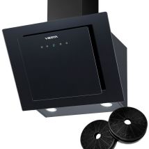 Viesta - DH600XA Hotte aspirante sans tête avec filtre à charbon actif, évacuation d'air et recirculation - Hotte aspirante noire 60 cm et 230 w