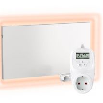 H300 panneau de chauffage infrarouge Crystal Carbon (dernière technologie) panneau radiateur ultra mince chauffage mural blanc - 300 watts + TH12