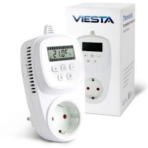 TH12 pour prise 230V - interrupteur de température avec affichage numérique de la température - thermostat à prise pour chauffage infrarouge et