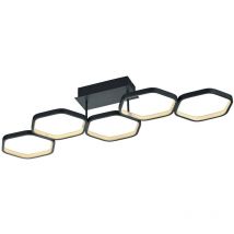Vigo Plafonnier Led 5 Hexagones Anthracite Avec Réglage d'Intensité Avec Interrupteur L.90Cm