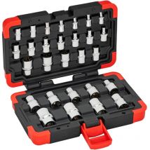 Torx V2687N jeu de 28 douilles profil t 1/4'' carré 3/8'' (10 mm) carré 1/2'' (12,5 mm) différentes tailles - Vigor