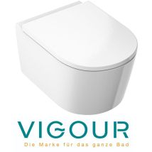 White Wand wc PowerFlush spülrandlos mit SoftClose TakeOff WC-Sitz, weiß - Vigour