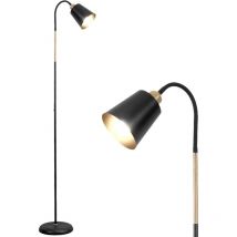 Vili Stehlampe Wohnzimmer E27 Schwenkbare 360° Fassung Max.60W Leselampe für Sofa Schlafzimmer Metall Stehleuchte Schwarz mit Höhe 159cm (ohne