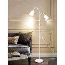 Stehlampe mit leselampe Wohnzimmer Valis E27 Fassung max. 60W 360° Schwenkbare 2 Lampenköpfe Stehleuchte moderne Metall Sofa Lampe mit Höhe 159 cm