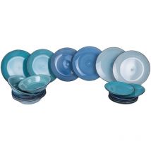 servizio piatti "baita acuqa " in gress sfumature di blu, 6 pezzi