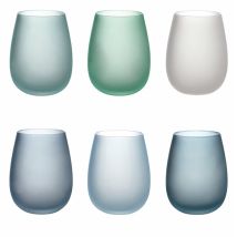 Villa D'Este Home Tivoli 5907741 Shades Of Blue Set 6 Bicchieri Frosted In Vetro 500 Ml Colore Blu