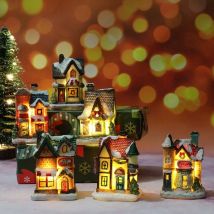 Village de Noël avec éclairage, lanterne de Noël led, décoration de Noël, guirlande lumineuse américaine, artisanat de Noël, fonctionne à piles