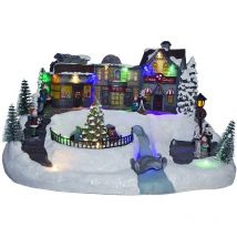 Mediawave Store - Village de Noël décoration train 361001 mouvement lumières et musique 37x27x21cm