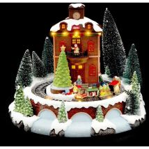 Fééric Lights And Christmas - Village de Noël gare et train animé musical 18 led + transfo - Feeric lights & christmas