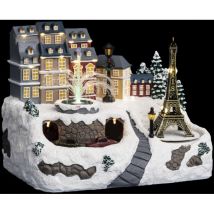Village de Noël toits de paris & fontaine animé 36 led + transfo - Feeric lights & christmas