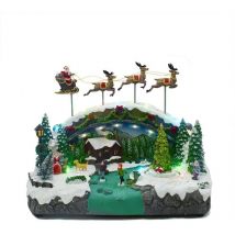 Village de Noel Scénario avec musique lumières et mouvement 27x20x32cm