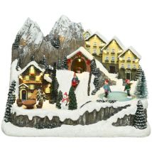 Nosenviesdeco - Village de Noël illuminé avec chalets enneigés - Nos envies deco