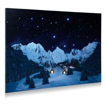 Toile de fond Paysage de montagne étoilé à led - 76 x 56 cm - My Village