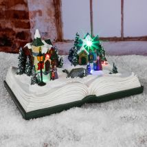 Ville de Noël illuminée dans un livre - environ 21,5 x 15 x 12,5 cm