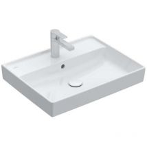 Lavabi sospesi, 600 x 470 mm, Rettangolare, Design depositato, design rettificato, per rubinetteria a 3 fori, foro centrale per rubinetteria, con