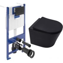 Villeroy&boch - Floor-standing toilet Frame + sat Infinitio Rimless toilet + SoftClose seat + Black plate (VCNBLINFI4)