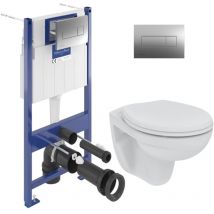 Villeroy&boch - Pack Toilet Frame Porcher Eurovit rimless toilet+ Toilet seat + Chrome plate (ViConnectPorcher-1)