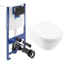 Pack wc Bâti-support sol mur + wc sans bride Villeroy + Abattant SoftClose + Plaque noire (VCNARCHI3-4) - Villeroy&boch