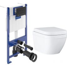 Pack wc Bâti-support sol mur + wc sans bride Grohe + Abattant Duroplast + Plaque noire (VCNEUROCT4) - Villeroy&boch