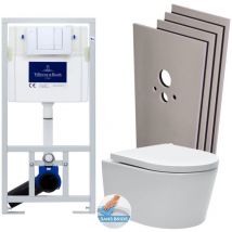 Toilet set Frame + SATrimless toilet and invisible fixings + Chrome plate + Wall cladding set (VCNSAT1SB) - Villeroy&boch