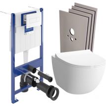 Toilet Support Frame + Vitra Sento Rimless Bowl + White Flush Plate + Cladding Set (ViConnectSento-2-sabo) - Villeroy&boch