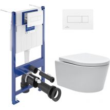 Toilet set Frame + Swiss Aqua Technologies wc rimless with invisible fixings + White flush plate (VCNSAT2) - Villeroy&boch