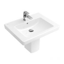 Lavabi classici, 600 x 470 mm, Rettangolare, per rubinetteria 3 fori, foro centrale bombato, con troppopieno, Porcellana sanitaria White CeramicPlus