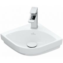 Villeroy&boch - Subway 3.0 - Lavamani ad angolo 32x32 cm, senza troppopieno, foro per miscelatore, bianco alpino 43714601