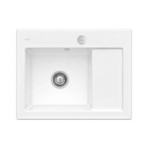 Villeroy&boch - Subway 45 - Évier en céramique 65x51 cm, avec commande excentrique, CeramicPlus, Stone White 331202RW