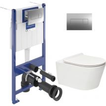 Villeroy&boch - Toilet Frame + sat Brevis Rimless Toilet + Chrome Flush Plate (VICONNECTBREVIS-1)