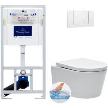 Villeroy & Boch Toilet set Frame + Swiss Aqua Technologies Rimless toilet + White plate + Sound Insulation set (ViConnectSAT2SET)