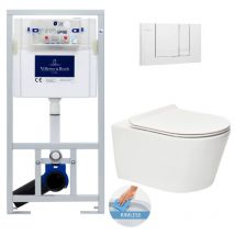 Villeroy & Boch Toilet set Frame + WC SAT Brevis rimless + Ultra-thin softclose + White plate (ViConnectBrevis-2)