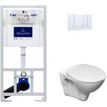 Toilet set Viconnect Frame + Cersanit S-line Pro bowl + Seat + Chrome flush plate (VCNSLPRO1) - Villeroy&boch